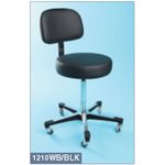 Tabouret avec dossier,  5 roues, pneumatique (bris dossier)